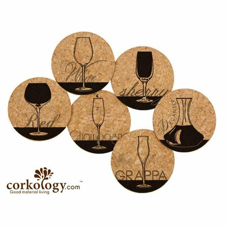 CORKOLOGY Wine Glasses Cork Coaster Sets CO99639